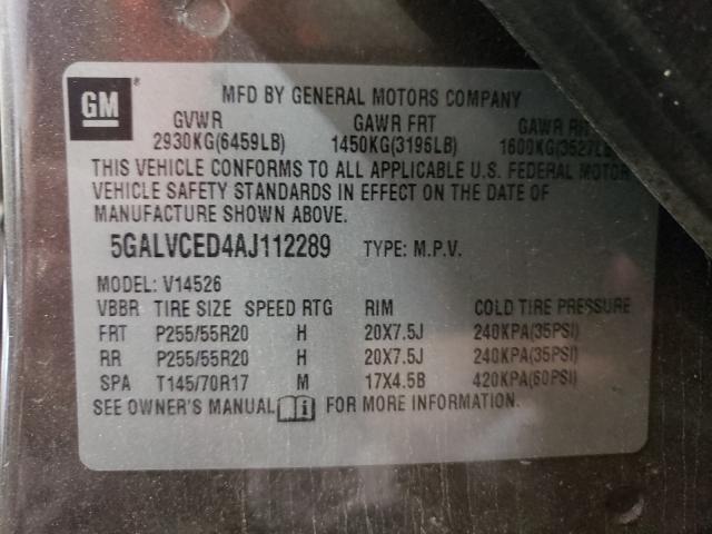 Photo 9 VIN: 5GALVCED4AJ112289 - BUICK ENCLAVE CX 