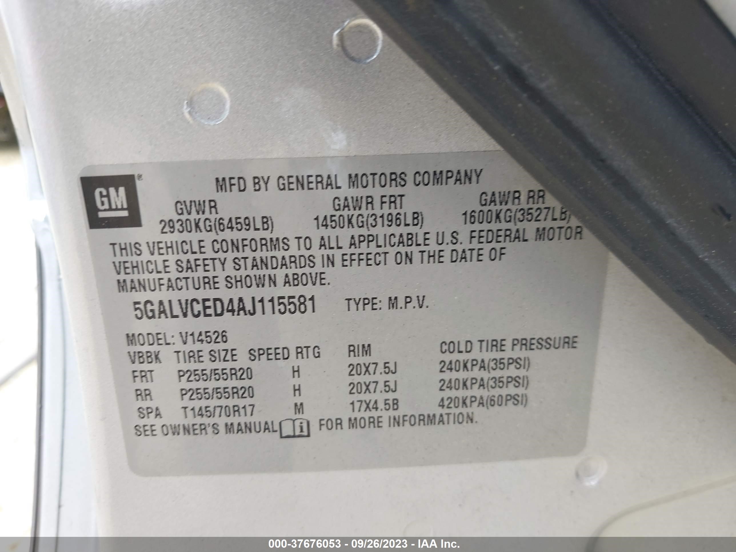 Photo 8 VIN: 5GALVCED4AJ115581 - BUICK ENCLAVE 