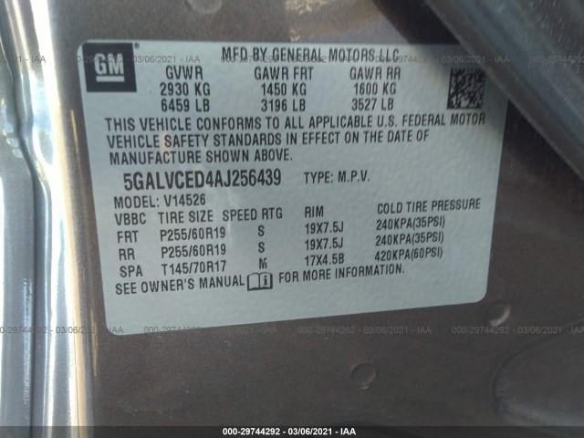 Photo 8 VIN: 5GALVCED4AJ256439 - BUICK ENCLAVE 