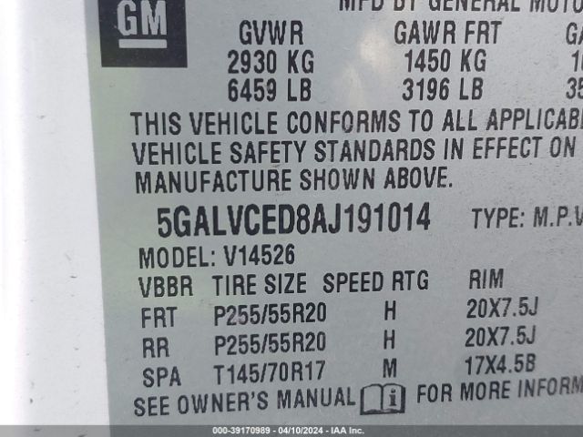 Photo 8 VIN: 5GALVCED8AJ191014 - BUICK ENCLAVE 