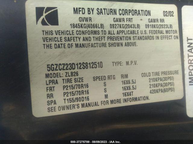 Photo 8 VIN: 5GZCZ23D12S812510 - SATURN VUE 