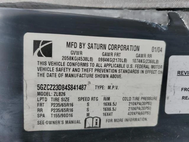 Photo 12 VIN: 5GZCZ23D84S841487 - SATURN VUE 