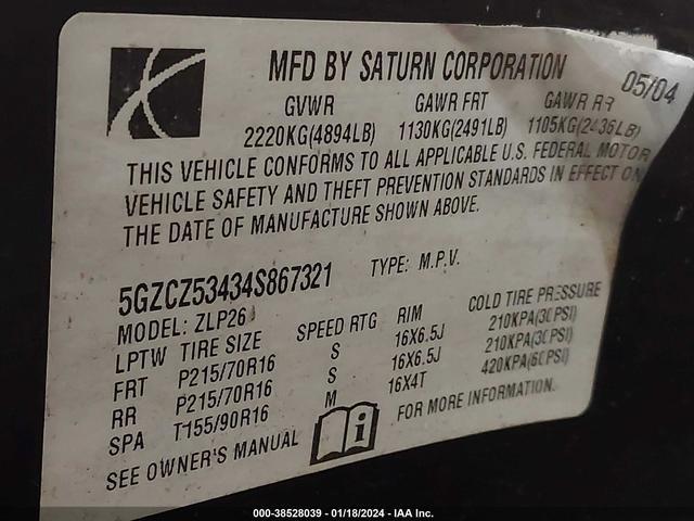 Photo 8 VIN: 5GZCZ53434S867321 - SATURN VUE 