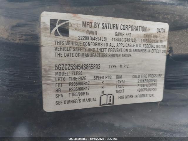 Photo 8 VIN: 5GZCZ53454S865893 - SATURN VUE 