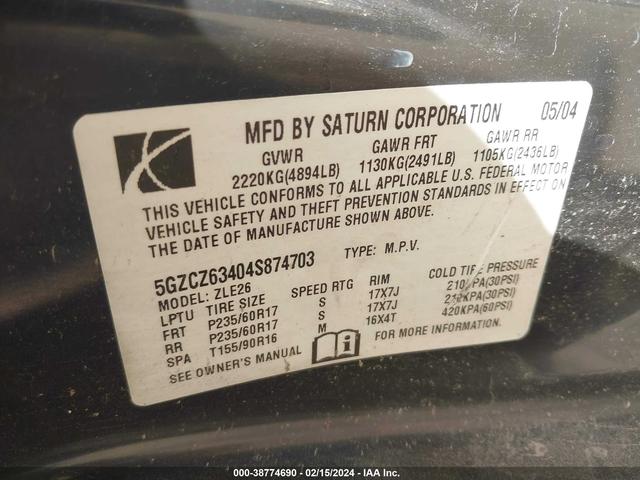 Photo 8 VIN: 5GZCZ63404S874703 - SATURN VUE 