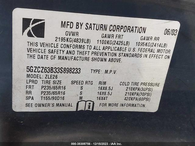 Photo 8 VIN: 5GZCZ63B33S898233 - SATURN VUE 