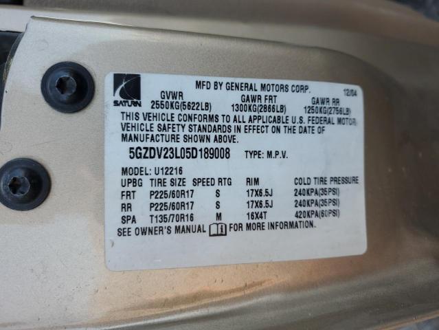 Photo 12 VIN: 5GZDV23L05D189008 - SATURN RELAY 3 