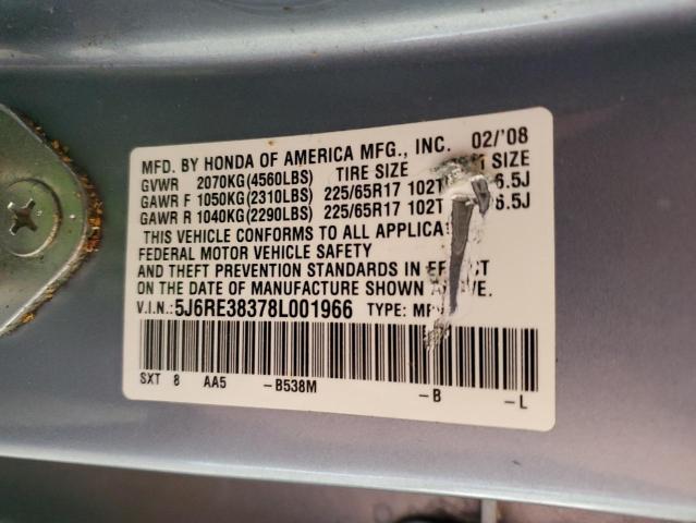 Photo 12 VIN: 5J6RE38378L001966 - HONDA CRV 