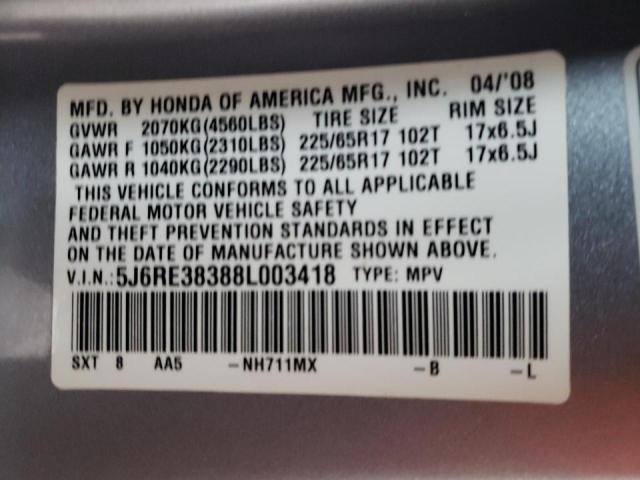 Photo 9 VIN: 5J6RE38388L003418 - HONDA CR-V LX 