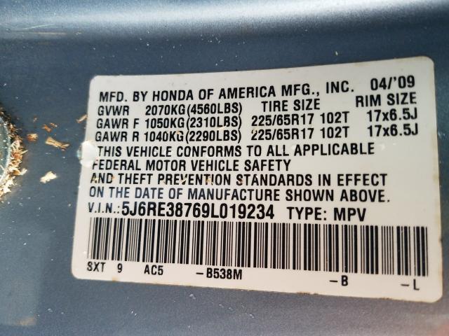 Photo 9 VIN: 5J6RE38769L019234 - HONDA CR-V EXL 