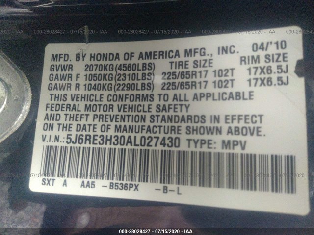 Photo 8 VIN: 5J6RE3H30AL027430 - HONDA CR-V 