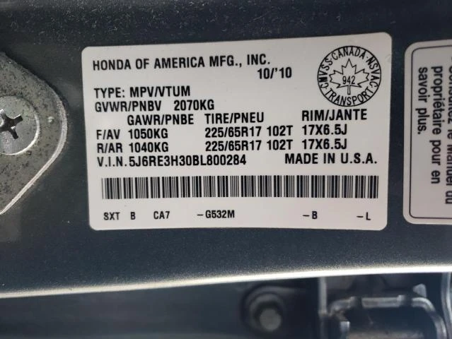 Photo 13 VIN: 5J6RE3H30BL800284 - HONDA CR-V LX 