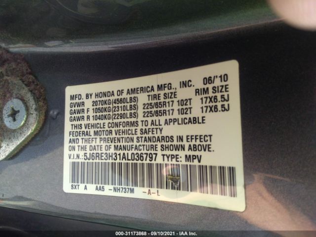 Photo 8 VIN: 5J6RE3H31AL036797 - HONDA CR-V 