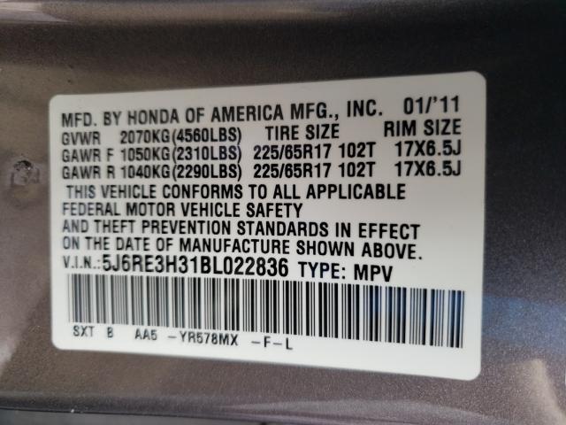 Photo 9 VIN: 5J6RE3H31BL022836 - HONDA CR-V LX 