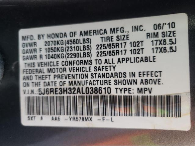 Photo 9 VIN: 5J6RE3H32AL038610 - HONDA CR-V LX 