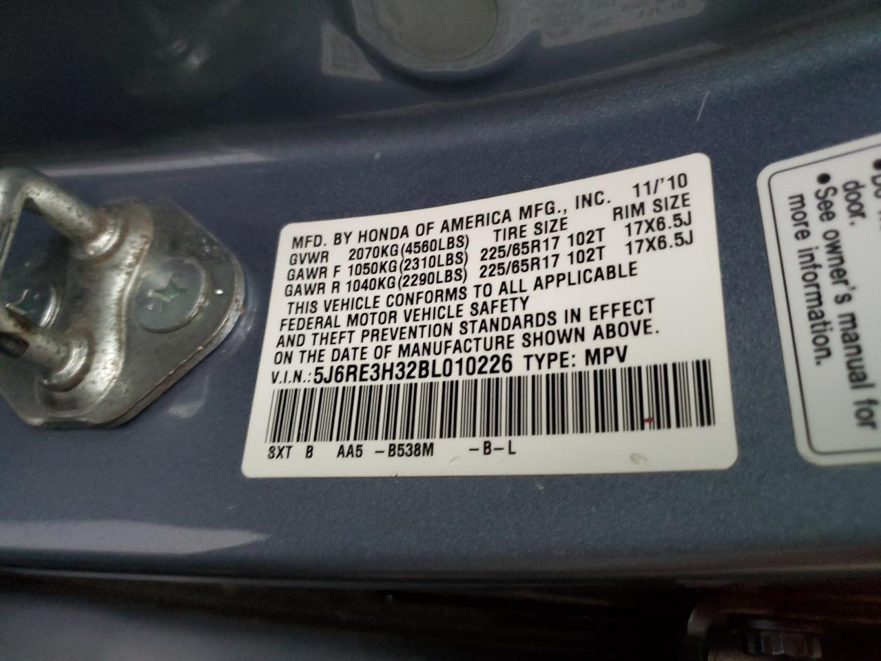 Photo 12 VIN: 5J6RE3H32BL010226 - HONDA CR-V 