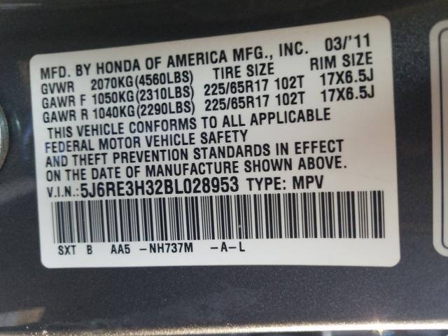 Photo 9 VIN: 5J6RE3H32BL028953 - HONDA CR-V LX 