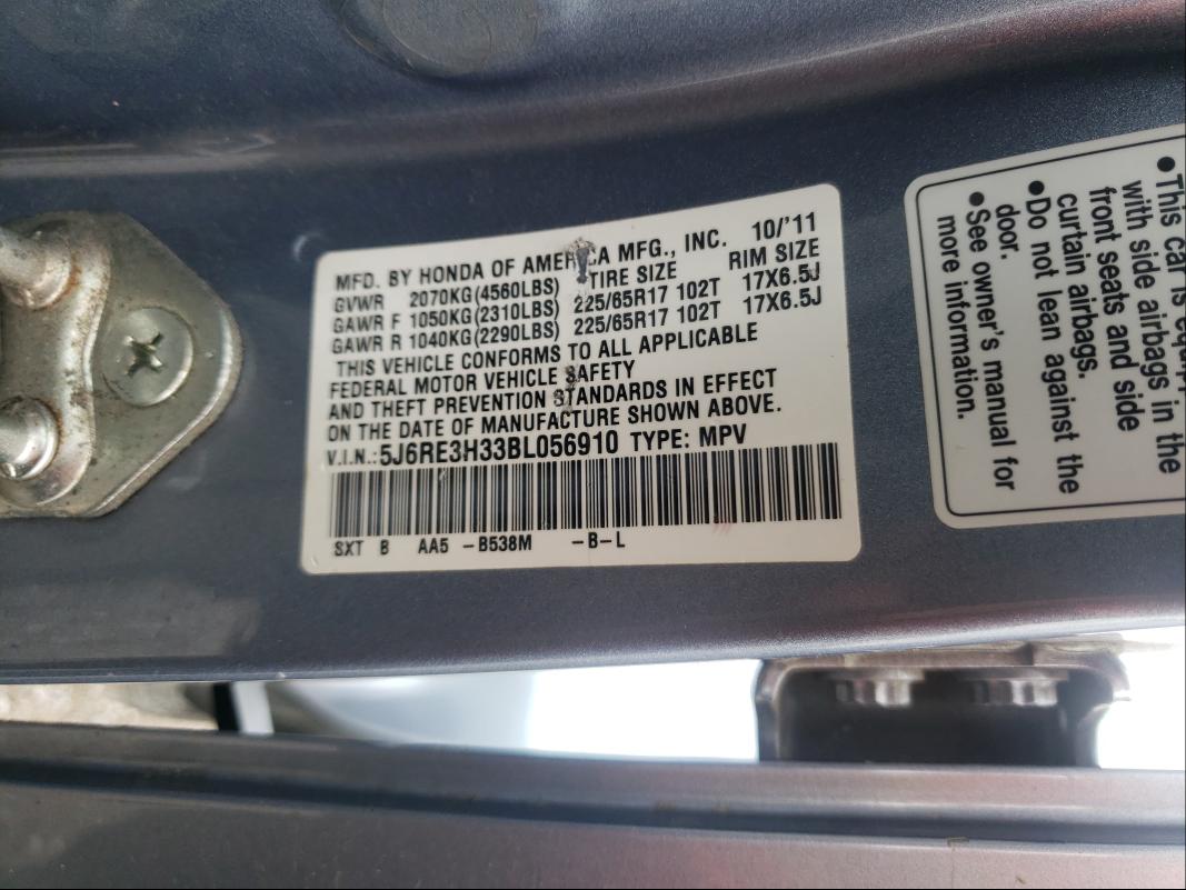 Photo 9 VIN: 5J6RE3H33BL056910 - HONDA CR-V LX 