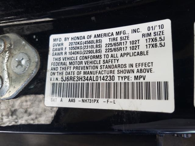 Photo 9 VIN: 5J6RE3H34AL014230 - HONDA CR-V LX 