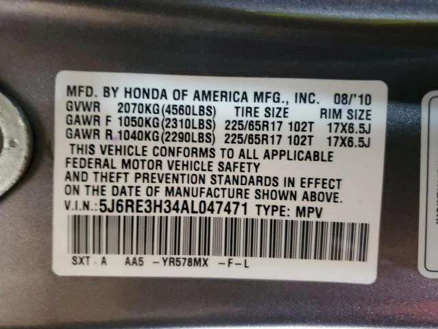 Photo 12 VIN: 5J6RE3H34AL047471 - HONDA CR-V LX 