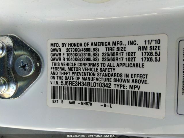 Photo 8 VIN: 5J6RE3H34BL010342 - HONDA CR-V 