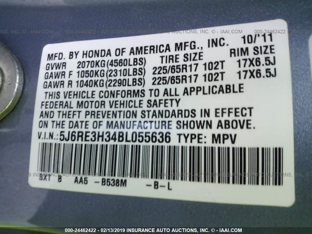 Photo 8 VIN: 5J6RE3H34BL055636 - HONDA CR-V 