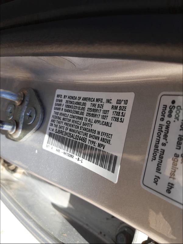 Photo 9 VIN: 5J6RE3H35AL024460 - HONDA CR-V LX 