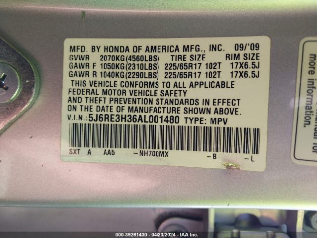 Photo 8 VIN: 5J6RE3H36AL001480 - HONDA CR-V 