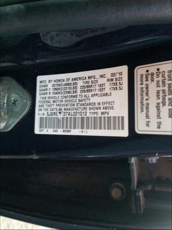 Photo 9 VIN: 5J6RE3H37AL021012 - HONDA CR-V LX 