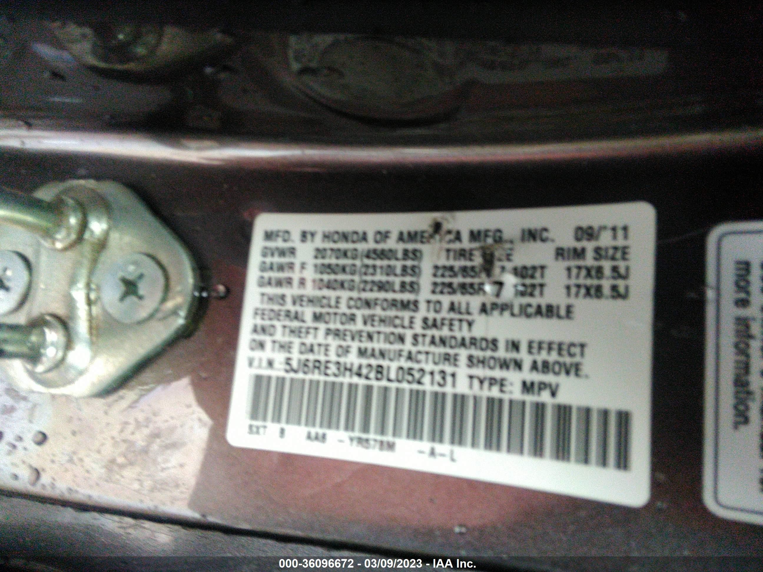 Photo 8 VIN: 5J6RE3H42BL052131 - HONDA CR-V 