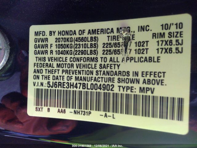 Photo 8 VIN: 5J6RE3H47BL004902 - HONDA CR-V 