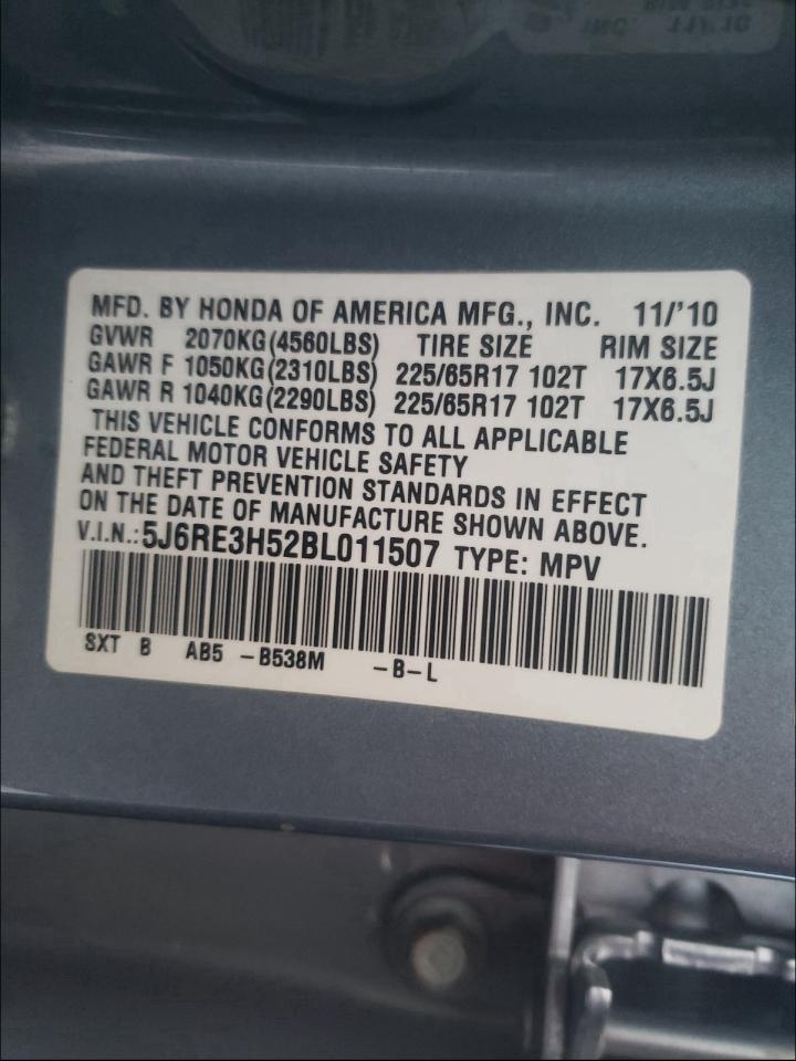 Photo 9 VIN: 5J6RE3H52BL011507 - HONDA CR-V EX 