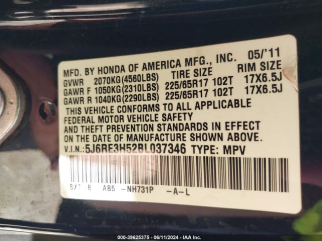 Photo 8 VIN: 5J6RE3H52BL037346 - HONDA CR-V 