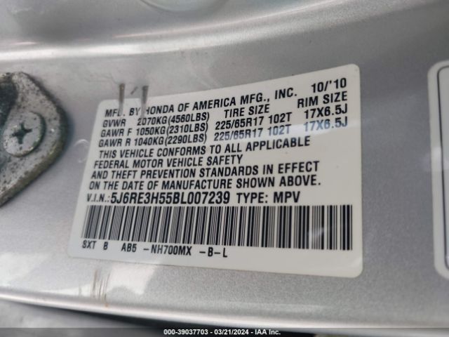 Photo 8 VIN: 5J6RE3H55BL007239 - HONDA CR-V 