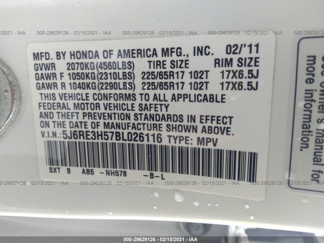 Photo 8 VIN: 5J6RE3H57BL026116 - HONDA CR-V 