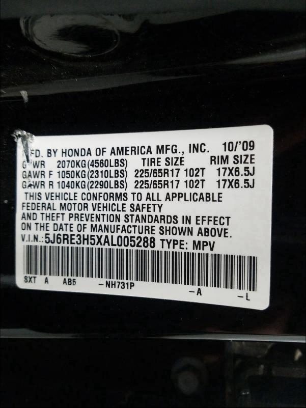 Photo 9 VIN: 5J6RE3H5XAL005288 - HONDA CR-V EX 