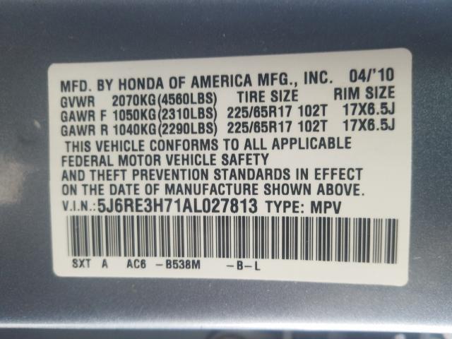 Photo 9 VIN: 5J6RE3H71AL027813 - HONDA CR-V EXL 