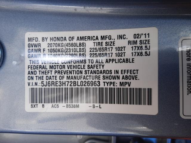 Photo 9 VIN: 5J6RE3H72BL026963 - HONDA CR-V EXL 