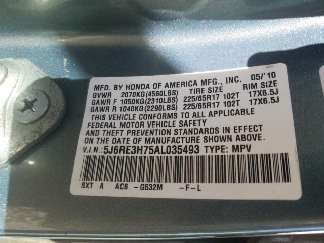 Photo 9 VIN: 5J6RE3H75AL035493 - HONDA CR-V EXL 