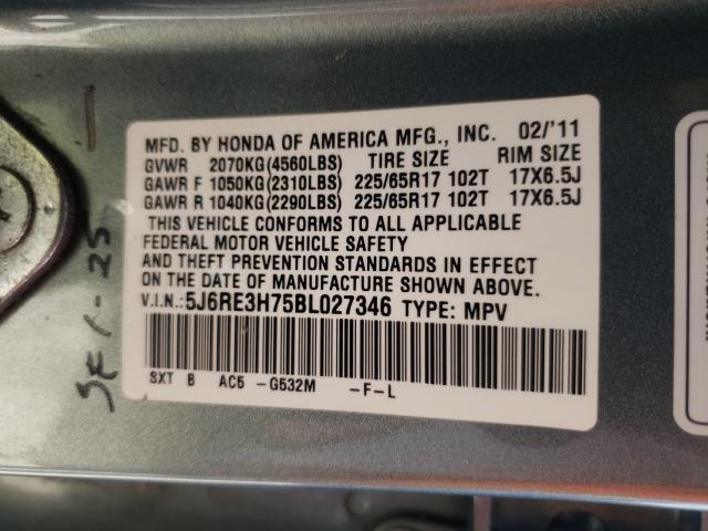 Photo 9 VIN: 5J6RE3H75BL027346 - HONDA CR-V EXL 