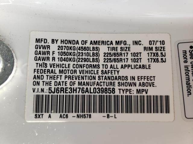 Photo 9 VIN: 5J6RE3H76AL039858 - HONDA CR-V EXL 