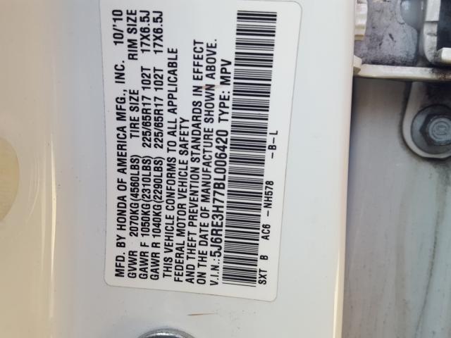 Photo 9 VIN: 5J6RE3H77BL006420 - HONDA CR-V EXL 