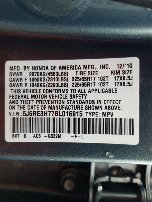 Photo 9 VIN: 5J6RE3H77BL016915 - HONDA CR-V EXL 