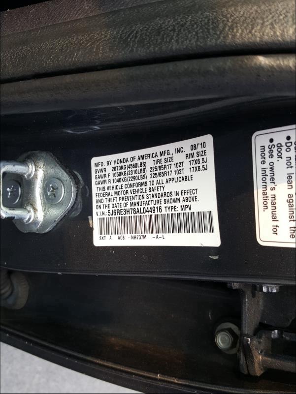 Photo 9 VIN: 5J6RE3H78AL044916 - HONDA CR-V EXL 