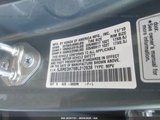 Photo 8 VIN: 5J6RE3H79BL012638 - HONDA CR-V 