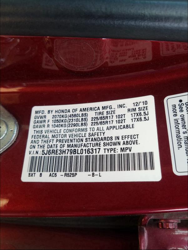 Photo 9 VIN: 5J6RE3H79BL016317 - HONDA CR-V EXL 