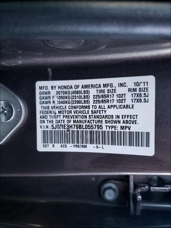 Photo 9 VIN: 5J6RE3H79BL055795 - HONDA CR-V EXL 