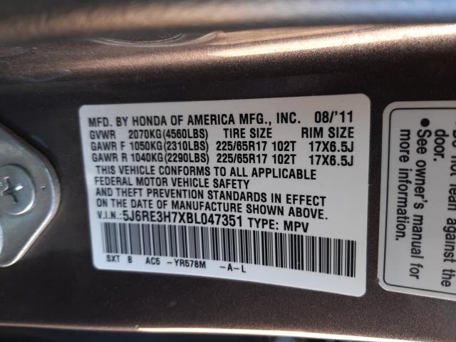 Photo 9 VIN: 5J6RE3H7XBL047351 - HONDA CR-V EXL 