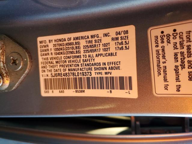 Photo 12 VIN: 5J6RE48378L019373 - HONDA CRV 