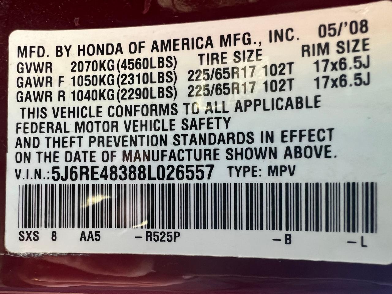 Photo 9 VIN: 5J6RE48388L026557 - HONDA CR-V 